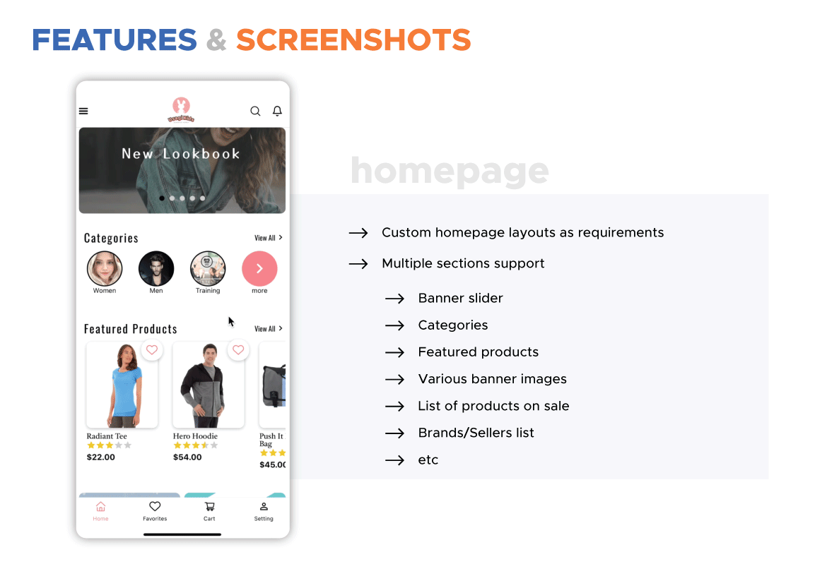 Magento 2 multi vendor mobile app feature and screenshot