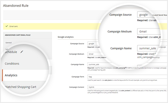 magento 2 abandoned cart email track email campaigns with Google Analytics tool