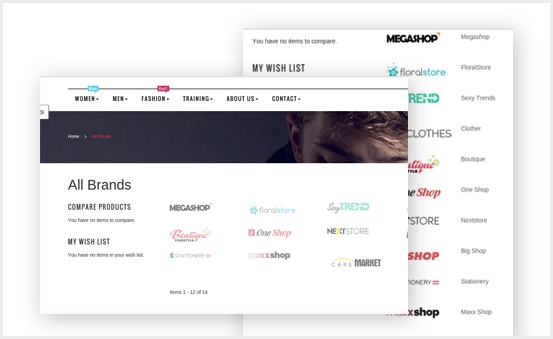 Show brands page with multiple layout