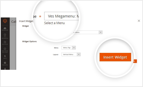 Widget supported in magento 2 mega menu