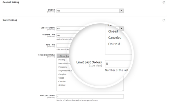 Easy to Select Number of Recent Orders to Display