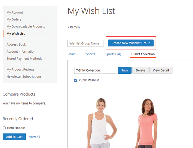 magento 2 create multiple wishlists from customer dashboad