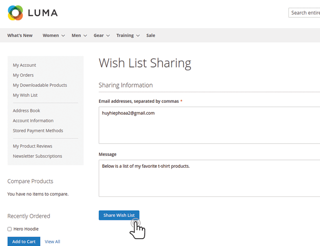 share multiple wishlists with friends in magento 2