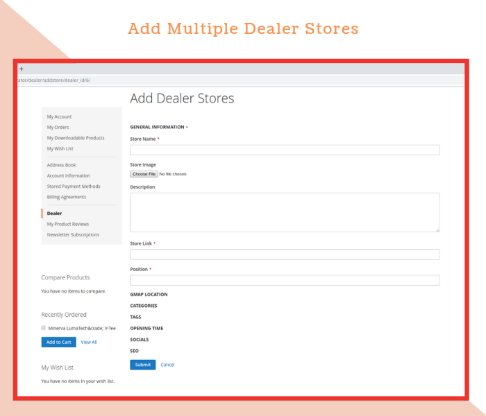Magento 2 dealer extension add multiple dealer stores