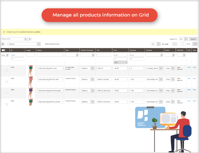 Update multi-products information on grid