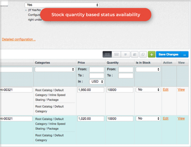 Stock quantity based status availability in Magento product manager