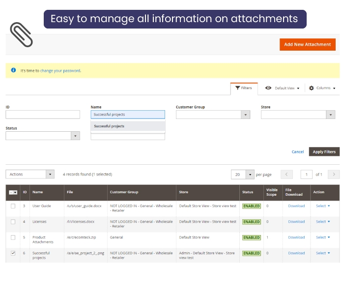 Magento 2 Product Attachment Manage attachments