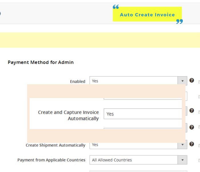 magento 2 admin payment method auto create invoice