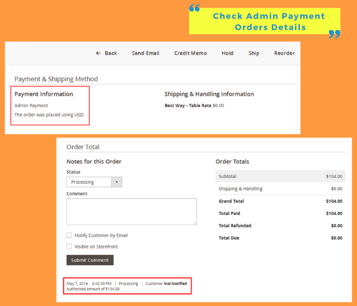 magento 2 admin payment method check order details