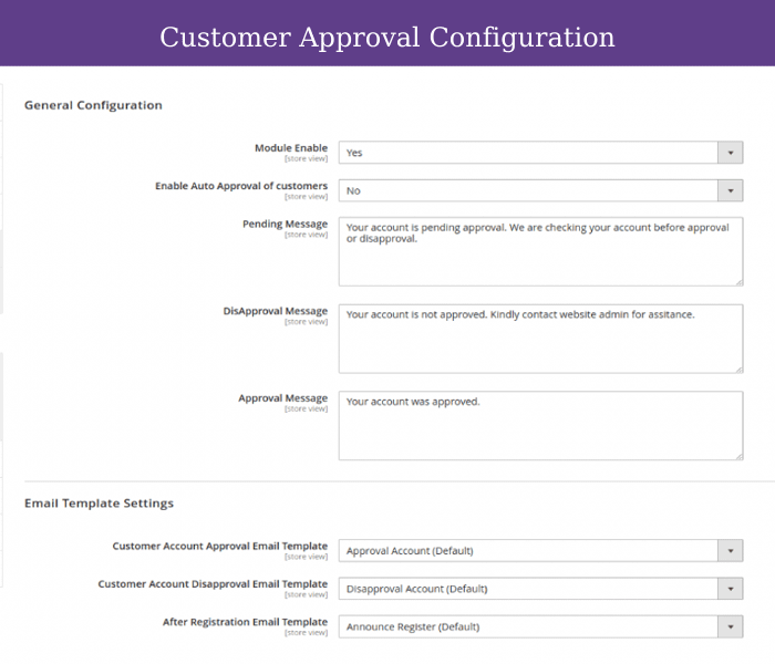 configure magento 2 customer approval extension