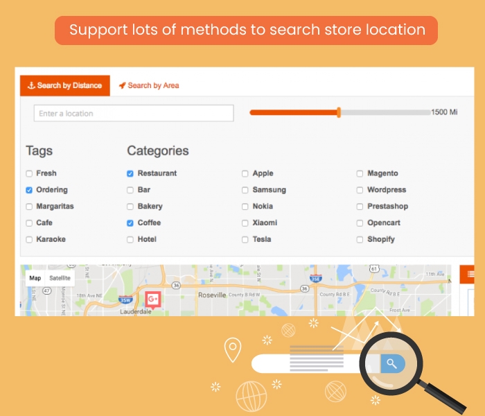 Support lots of methods to search store location