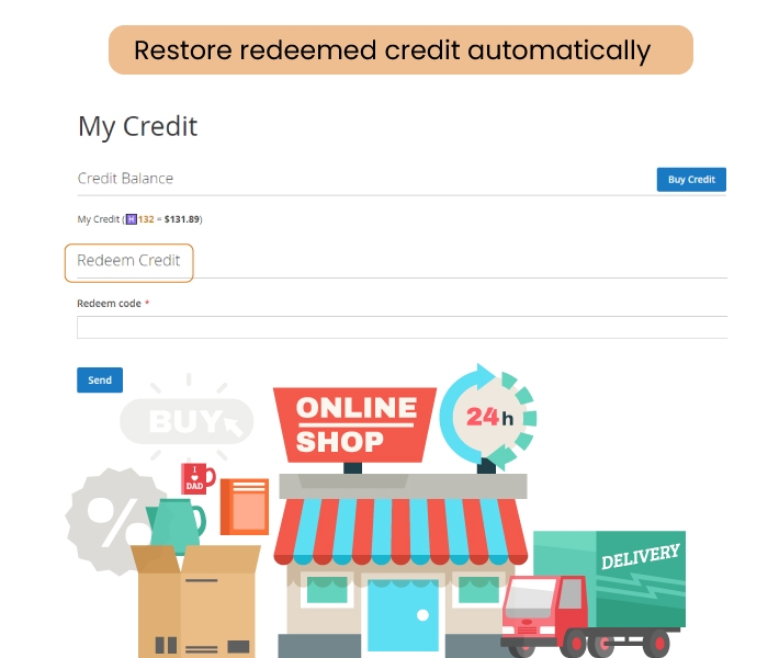 Restore redeemed credit when order is refunded