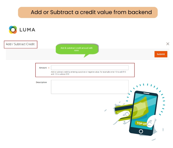 Add or Subtract a credit value from backend