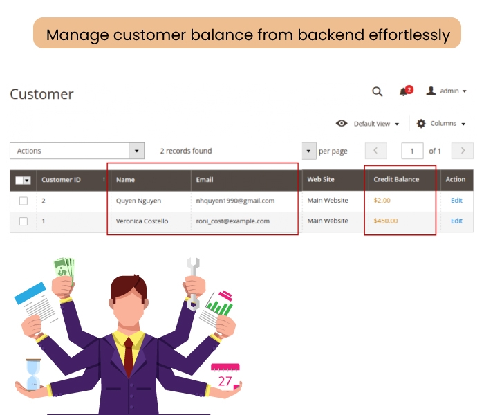 Manage Customer Balance from backend