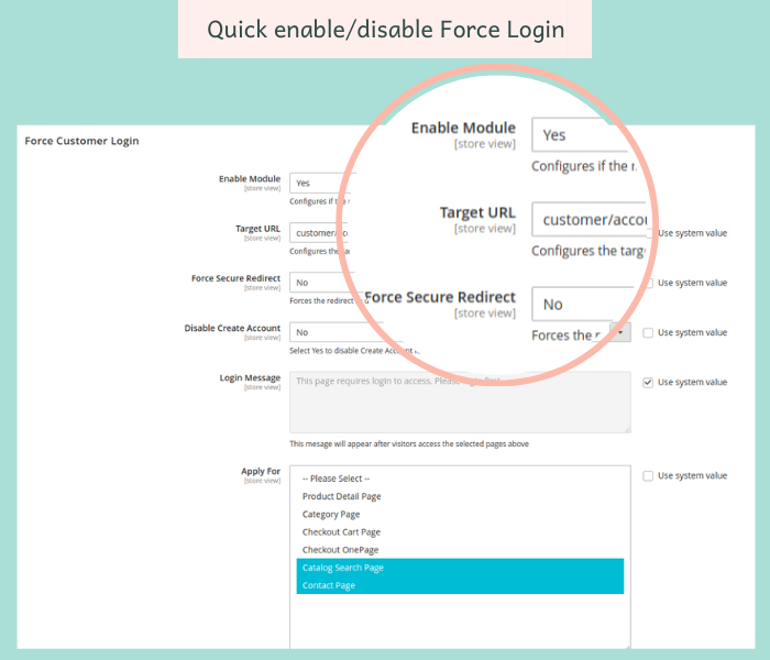 enable disable magento 2 force login extension quickly