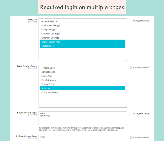 magento 2 force login on specific or multiple pages