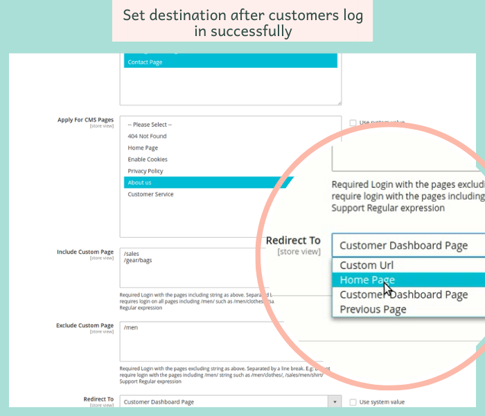 Magento 2 force login set destination after customer login