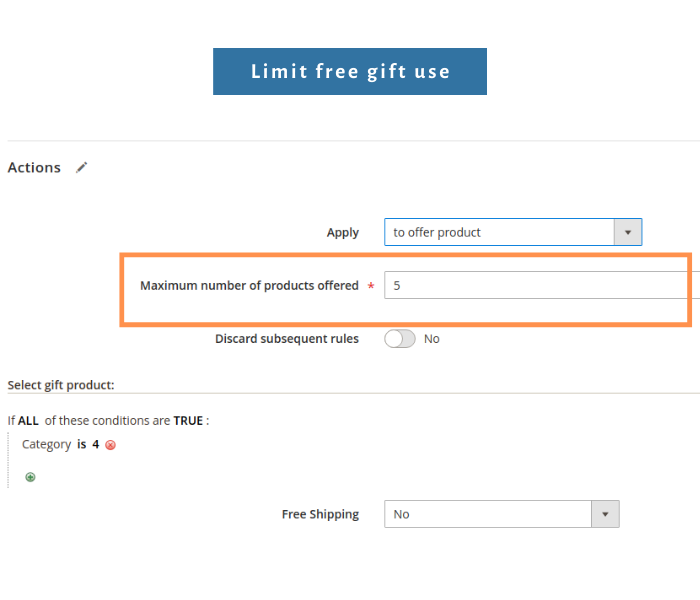magento 2 free gift control gifts number