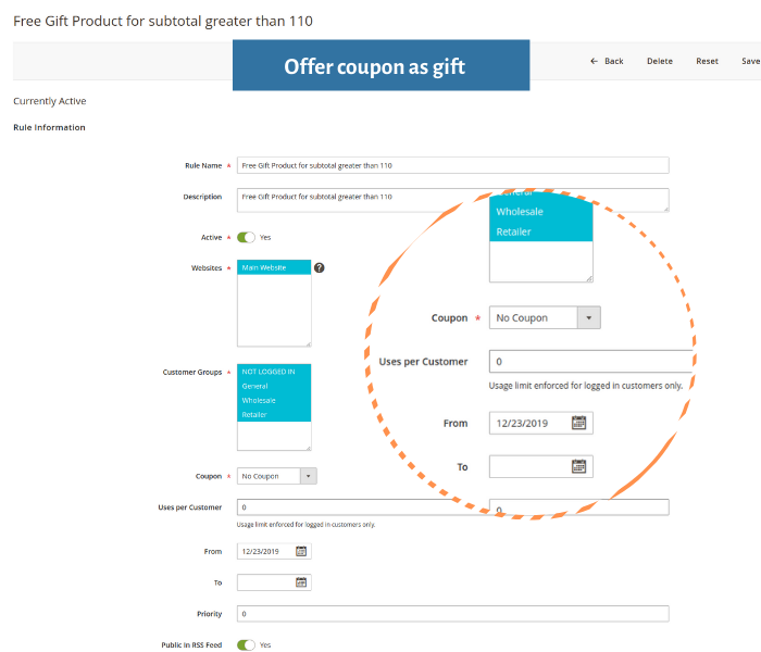 magento 2 free gift extension offer coupon