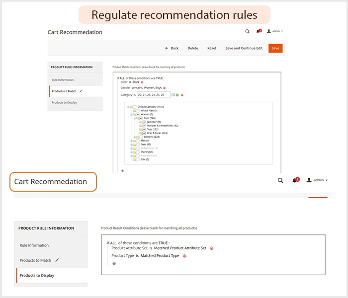 Regulate items display with flexible rules