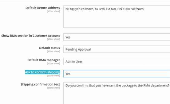 Magento 2 RMA extension ask customers to confirm shipping