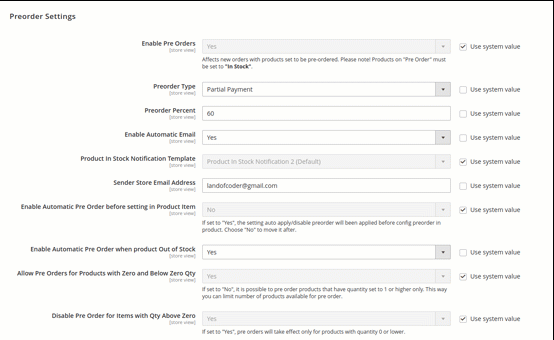 Magento 2 pre order settings & display options